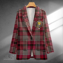 ScotsTee Shop Little of Morton Rigg Ancient Clan Crest Casual Tartan Flat Lapel Collar Blazer Tartan Blazer Cotton
