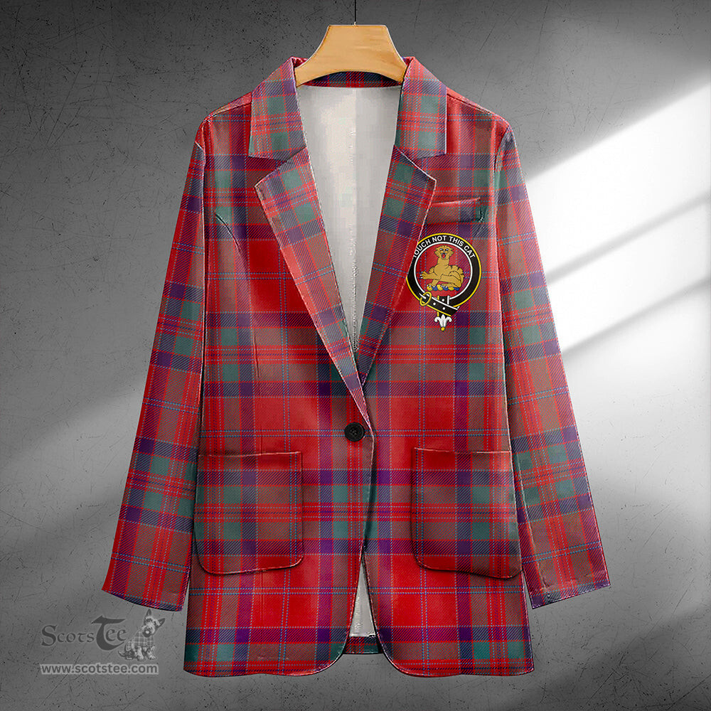 ScotsTee Shop MacGillivray Weathered Clan Crest Casual Tartan Flat Lapel Collar Blazer Tartan Blazer Cotton