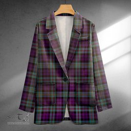 ScotsTee Shop MacEwan Weathered Clan Crest Casual Tartan Flat Lapel Collar Blazer Tartan Blazer Cotton