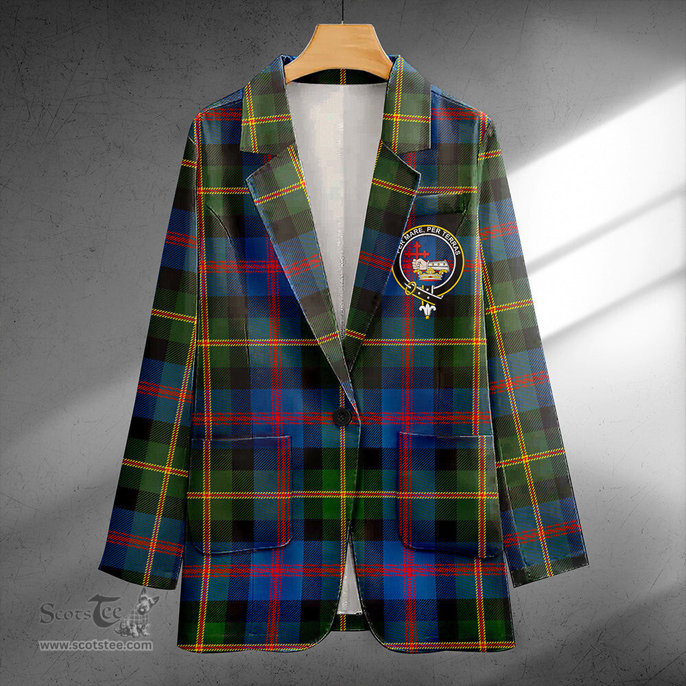 ScotsTee Shop MacDonald of Borrodale (Donald Borrodale Historic) Modern Clan Crest Casual Tartan Flat Lapel Collar Blazer Tartan Blazer Cotton