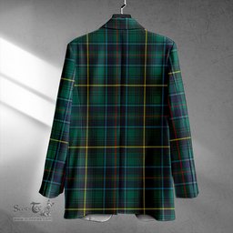 ScotsTee Shop MacInnes Modern Clan Crest Casual Tartan Flat Lapel Collar Blazer Tartan Blazer Cotton