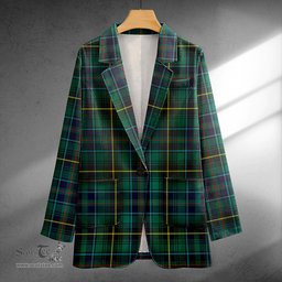 ScotsTee Shop MacInnes Modern Clan Crest Casual Tartan Flat Lapel Collar Blazer Tartan Blazer Cotton