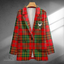 ScotsTee Shop Leask Modern Clan Crest Casual Tartan Flat Lapel Collar Blazer Tartan Blazer Cotton