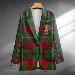 ScotsTee Shop MacGregor of Cardney (Gregor of Cardney) Modern Clan Crest Casual Tartan Flat Lapel Collar Blazer Tartan Blazer Cotton