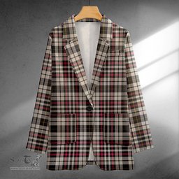 ScotsTee Shop Little Arisaid Ancient Clan Crest Casual Tartan Flat Lapel Collar Blazer Tartan Blazer Cotton