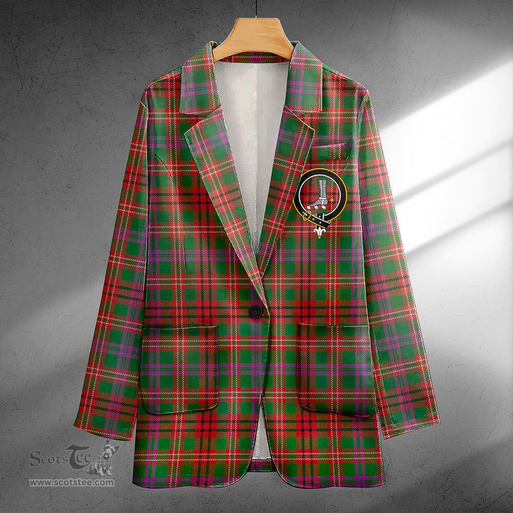 ScotsTee Shop MacCall (MacColl) Ancient Clan Crest Casual Tartan Flat Lapel Collar Blazer Tartan Blazer Cotton