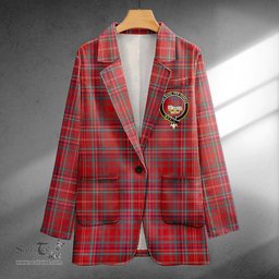 ScotsTee Shop MacDonald of Staffa (Donald of Staffa) Weathered Clan Crest Casual Tartan Flat Lapel Collar Blazer Tartan Blazer Cotton