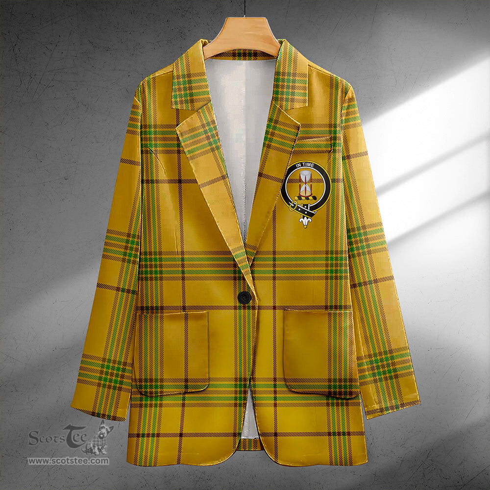 ScotsTee Shop Houston Clan Crest Casual Tartan Flat Lapel Collar Blazer Tartan Blazer Cotton