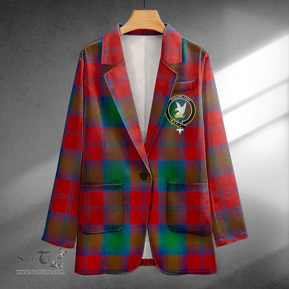 ScotsTee Shop Lindsay Modern Clan Crest Casual Tartan Flat Lapel Collar Blazer Tartan Blazer Cotton