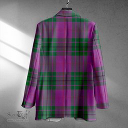 ScotsTee Shop Hutton Ancient Clan Crest Casual Tartan Flat Lapel Collar Blazer Tartan Blazer Cotton