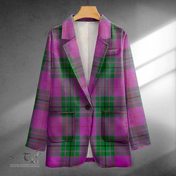 ScotsTee Shop Hutton Ancient Clan Crest Casual Tartan Flat Lapel Collar Blazer Tartan Blazer Cotton