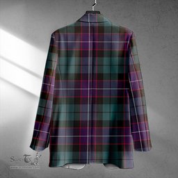 ScotsTee Shop Hunter Weathered Clan Crest Casual Tartan Flat Lapel Collar Blazer Tartan Blazer Cotton
