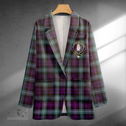 ScotsTee Shop Lamont (MacLamont) Weathered Clan Crest Casual Tartan Flat Lapel Collar Blazer Tartan Blazer Cotton