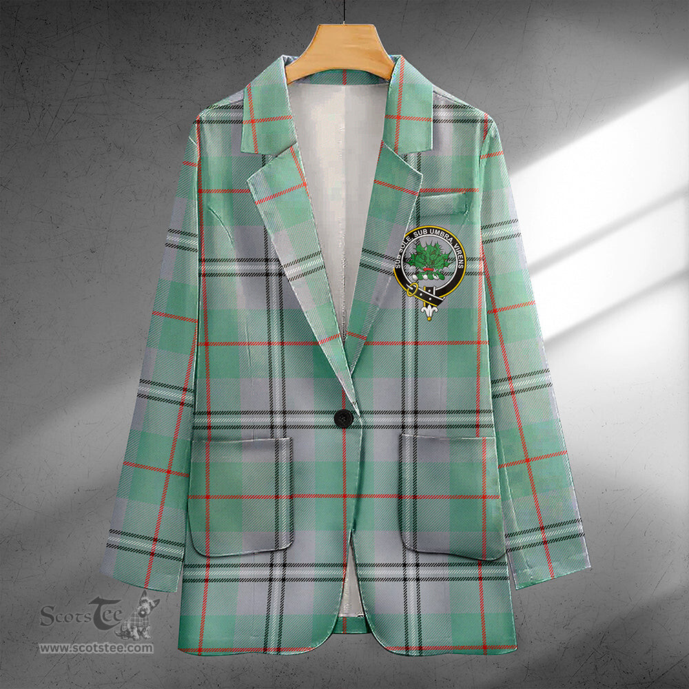 ScotsTee Shop Irvine of Glentulchan Ancient Clan Crest Casual Tartan Flat Lapel Collar Blazer Tartan Blazer Cotton