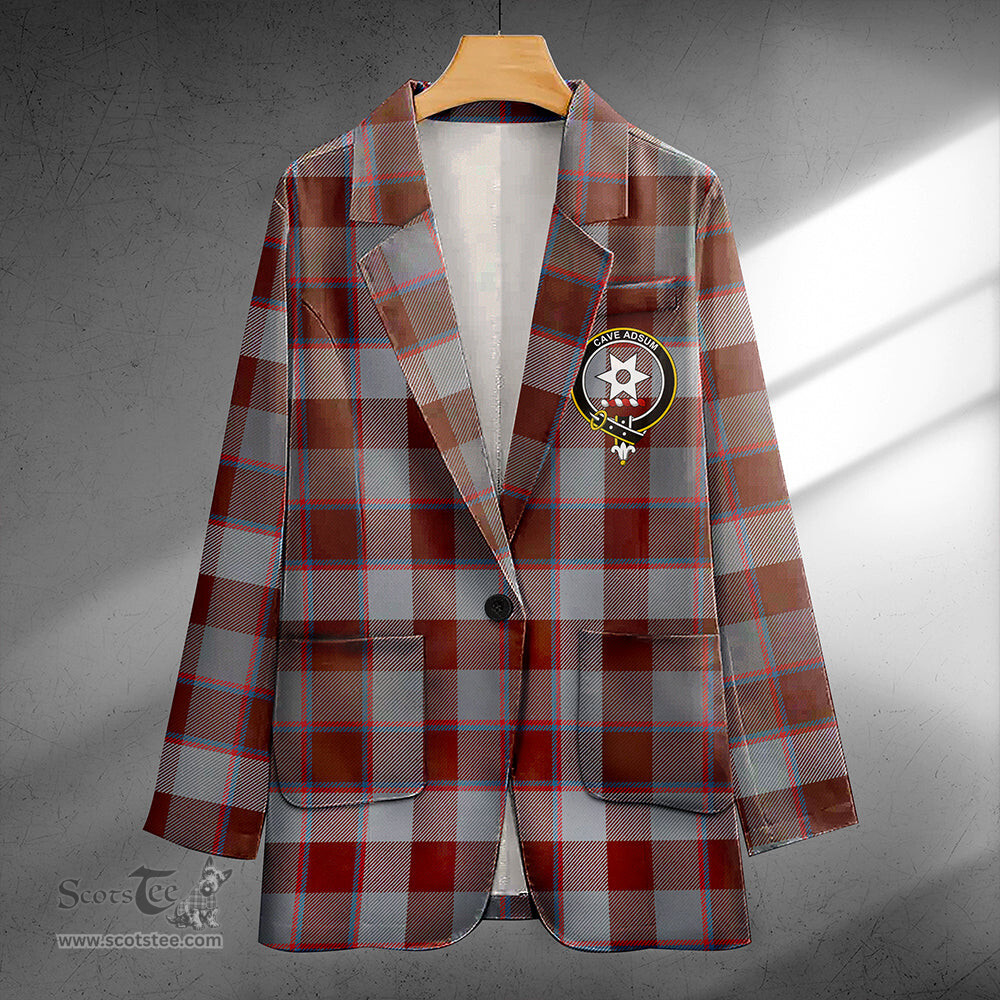 ScotsTee Shop Jardine of Castlemilk Modern Clan Crest Casual Tartan Flat Lapel Collar Blazer Tartan Blazer Cotton