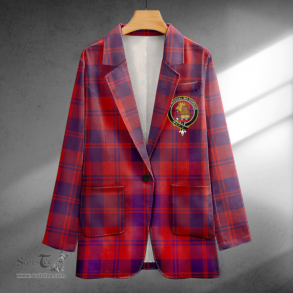 ScotsTee Shop MacGregor of Glengyle (Gregor of Deeside) Weathered Clan Crest Casual Tartan Flat Lapel Collar Blazer Tartan Blazer Cotton