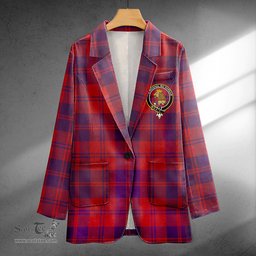 ScotsTee Shop MacGregor of Glengyle (Gregor of Deeside) Weathered Clan Crest Casual Tartan Flat Lapel Collar Blazer Tartan Blazer Cotton