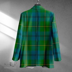 ScotsTee Shop Johnstone (Johnson) Ancient Clan Crest Casual Tartan Flat Lapel Collar Blazer Tartan Blazer Cotton