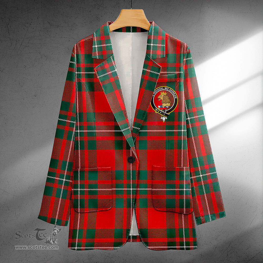 ScotsTee Shop MacGregor (Gregor) Modern Clan Crest Casual Tartan Flat Lapel Collar Blazer Tartan Blazer Cotton
