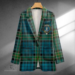 ScotsTee Shop Kirkpatrick Clan Crest Casual Tartan Flat Lapel Collar Blazer Tartan Blazer Cotton