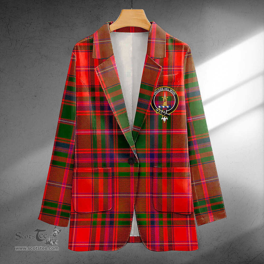 ScotsTee Shop MacDowall Clan Crest Casual Tartan Flat Lapel Collar Blazer Tartan Blazer Cotton