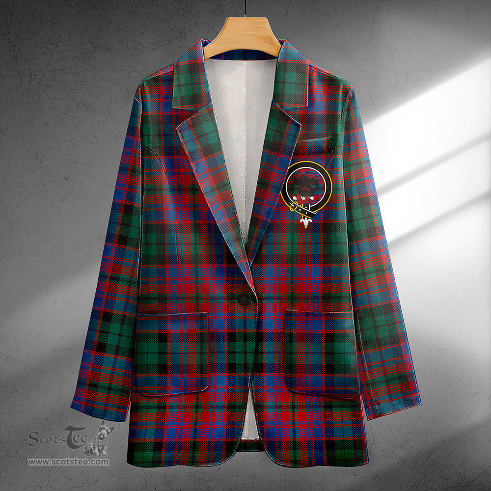 ScotsTee Shop MacInroy Modern Clan Crest Casual Tartan Flat Lapel Collar Blazer Tartan Blazer Cotton