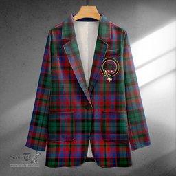 ScotsTee Shop MacInroy Modern Clan Crest Casual Tartan Flat Lapel Collar Blazer Tartan Blazer Cotton