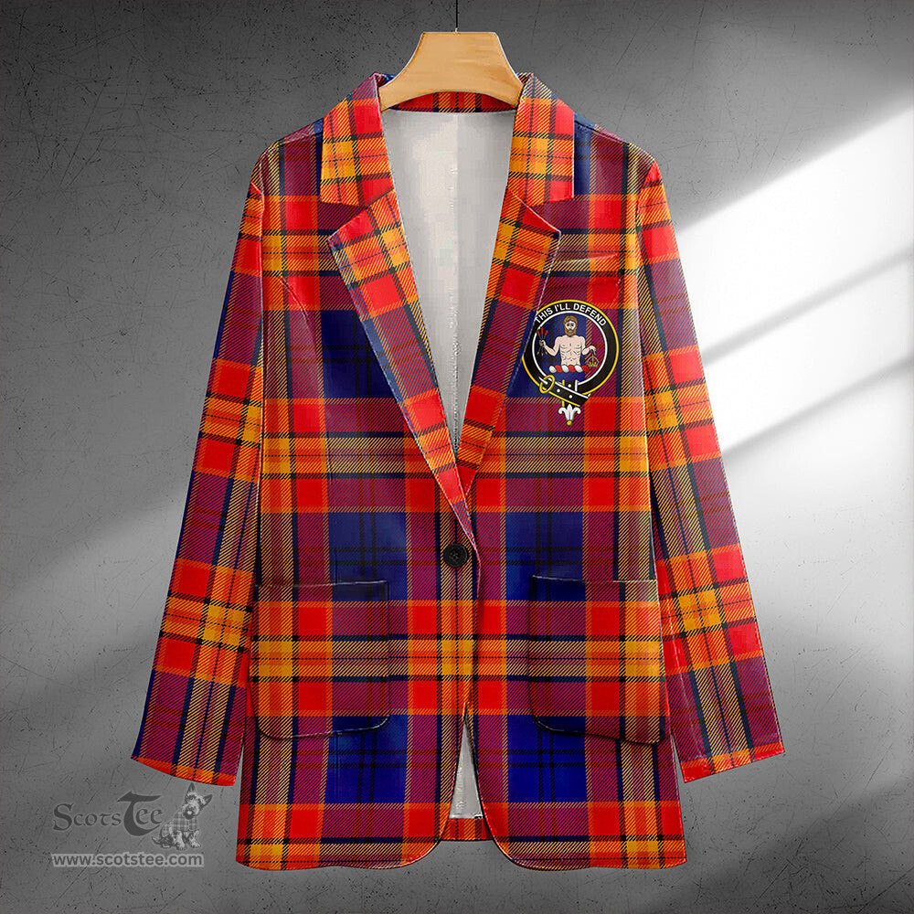 ScotsTee Shop MacGurk Modern Clan Crest Casual Tartan Flat Lapel Collar Blazer Tartan Blazer Cotton