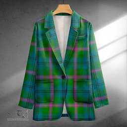 ScotsTee Shop Laurie Ancient Clan Crest Casual Tartan Flat Lapel Collar Blazer Tartan Blazer Cotton