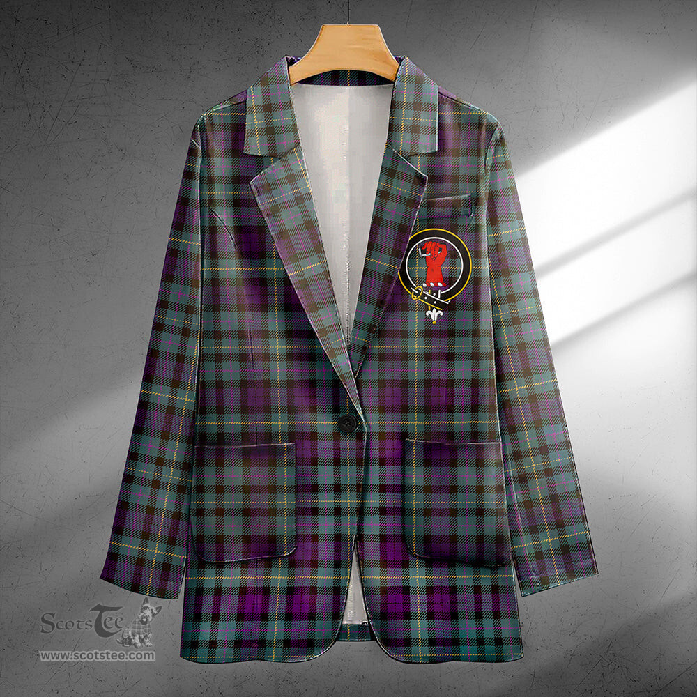 ScotsTee Shop MacBride Weathered Clan Crest Casual Tartan Flat Lapel Collar Blazer Tartan Blazer Cotton