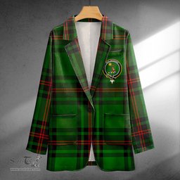 ScotsTee Shop Kinloch Clan Crest Casual Tartan Flat Lapel Collar Blazer Tartan Blazer Cotton
