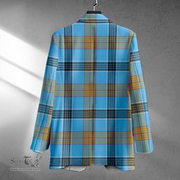 ScotsTee Shop Laing (Lang) Ancient Clan Crest Casual Tartan Flat Lapel Collar Blazer Tartan Blazer Cotton