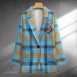 ScotsTee Shop Laing (Lang) Ancient Clan Crest Casual Tartan Flat Lapel Collar Blazer Tartan Blazer Cotton