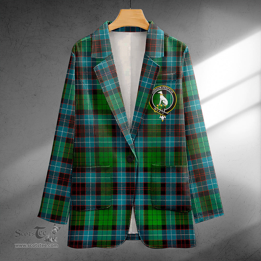 ScotsTee Shop Hunter of Peebleshire Ancient Clan Crest Casual Tartan Flat Lapel Collar Blazer Tartan Blazer Cotton