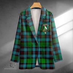 ScotsTee Shop Hunter of Peebleshire Ancient Clan Crest Casual Tartan Flat Lapel Collar Blazer Tartan Blazer Cotton