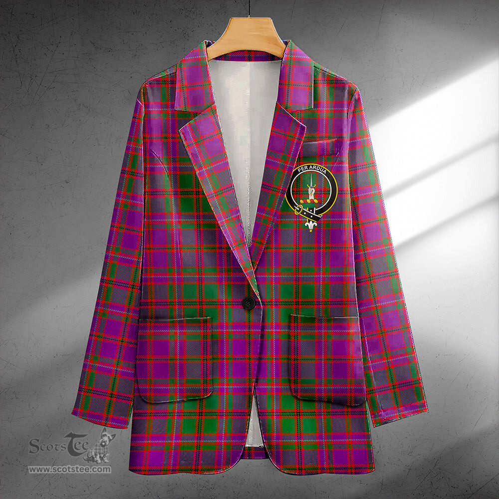 ScotsTee Shop MacIntyre of Glenorchy Modern Clan Crest Casual Tartan Flat Lapel Collar Blazer Tartan Blazer Cotton