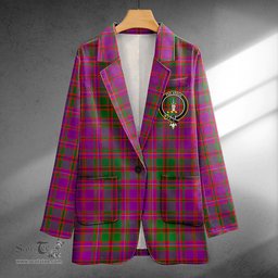 ScotsTee Shop MacIntyre of Glenorchy Modern Clan Crest Casual Tartan Flat Lapel Collar Blazer Tartan Blazer Cotton