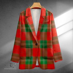 ScotsTee Shop Lennox Ancient Clan Crest Casual Tartan Flat Lapel Collar Blazer Tartan Blazer Cotton