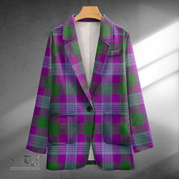 ScotsTee Shop Lang (Laing) Ancient Clan Crest Casual Tartan Flat Lapel Collar Blazer Tartan Blazer Cotton