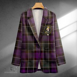 ScotsTee Shop Lennie Weathered Clan Crest Casual Tartan Flat Lapel Collar Blazer Tartan Blazer Cotton