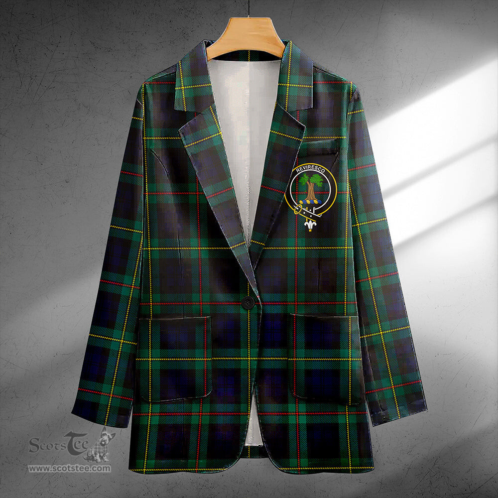 ScotsTee Shop MacEwan Modern Clan Crest Casual Tartan Flat Lapel Collar Blazer Tartan Blazer Cotton