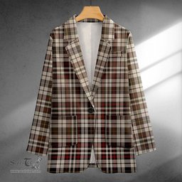 ScotsTee Shop Little Arisaid Weathered Clan Crest Casual Tartan Flat Lapel Collar Blazer Tartan Blazer Cotton