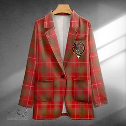 ScotsTee Shop MacFie (MacPhee) Weathered Clan Crest Casual Tartan Flat Lapel Collar Blazer Tartan Blazer Cotton