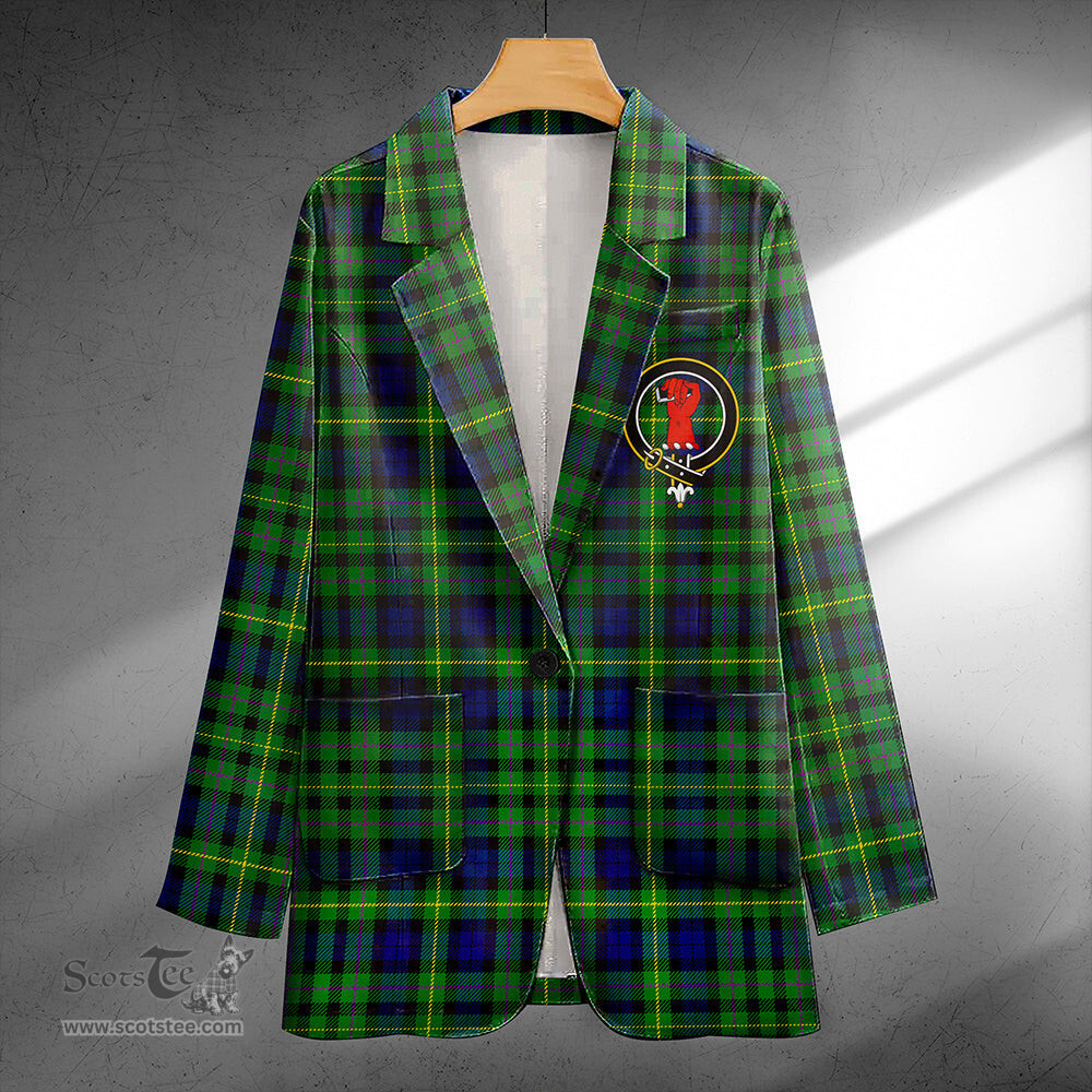 ScotsTee Shop MacBride Modern Clan Crest Casual Tartan Flat Lapel Collar Blazer Tartan Blazer Cotton