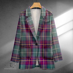 ScotsTee Shop Inglis Weathered Clan Crest Casual Tartan Flat Lapel Collar Blazer Tartan Blazer Cotton