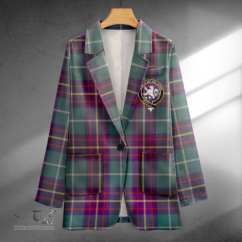 ScotsTee Shop Inglis Weathered Clan Crest Casual Tartan Flat Lapel Collar Blazer Tartan Blazer Cotton
