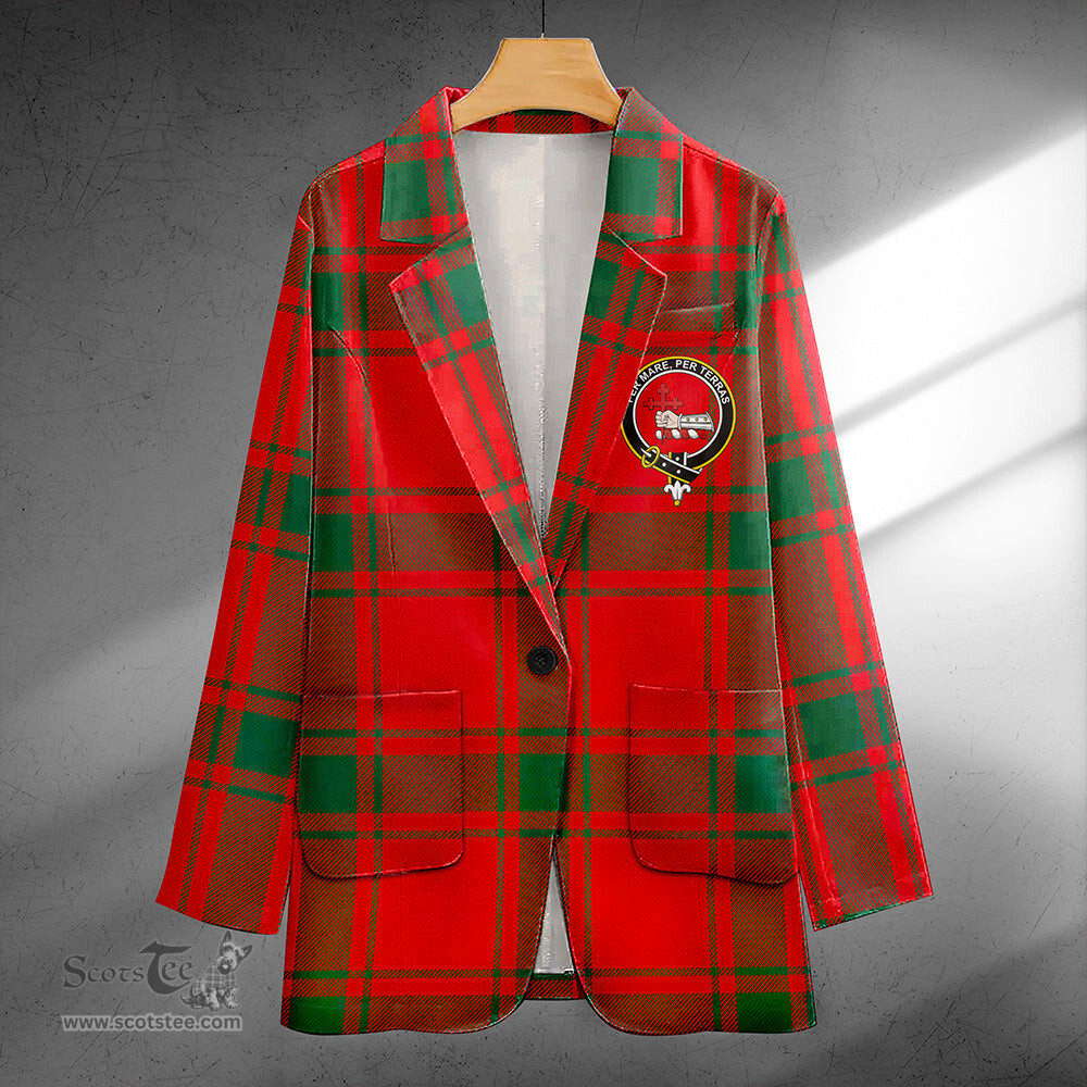 ScotsTee Shop MacDonald of Sleat (Donald Lord MacDonald) Modern Clan Crest Casual Tartan Flat Lapel Collar Blazer Tartan Blazer Cotton