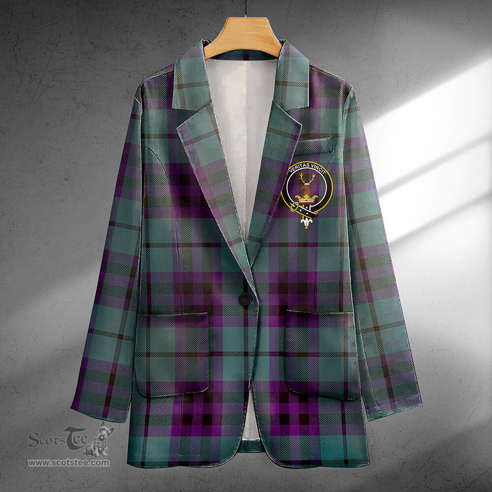 ScotsTee Shop Keith (Marshall) Weathered Clan Crest Casual Tartan Flat Lapel Collar Blazer Tartan Blazer Cotton