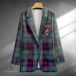 ScotsTee Shop Keith (Marshall) Weathered Clan Crest Casual Tartan Flat Lapel Collar Blazer Tartan Blazer Cotton