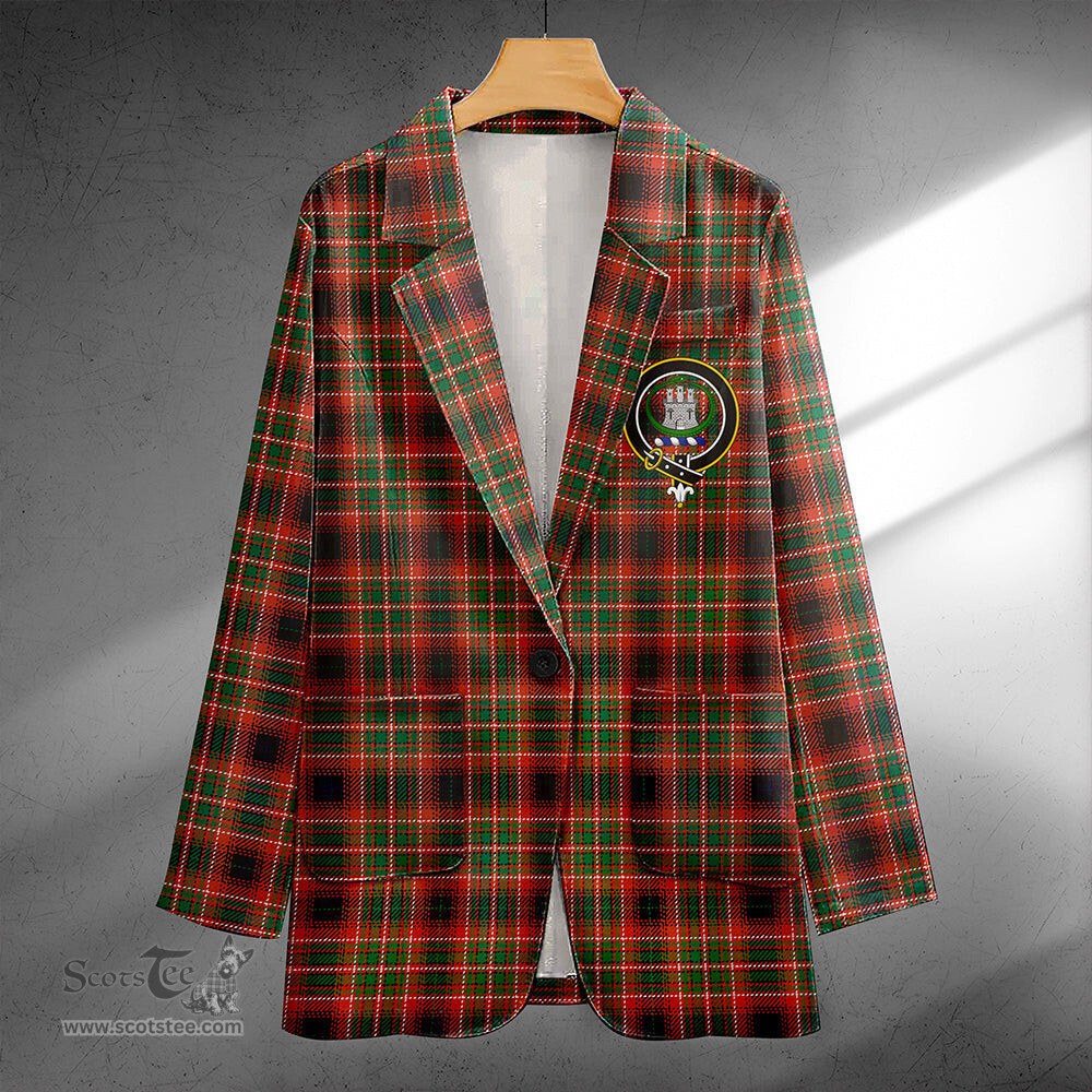 ScotsTee Shop Innes of Cowie Weathered Clan Crest Casual Tartan Flat Lapel Collar Blazer Tartan Blazer Cotton